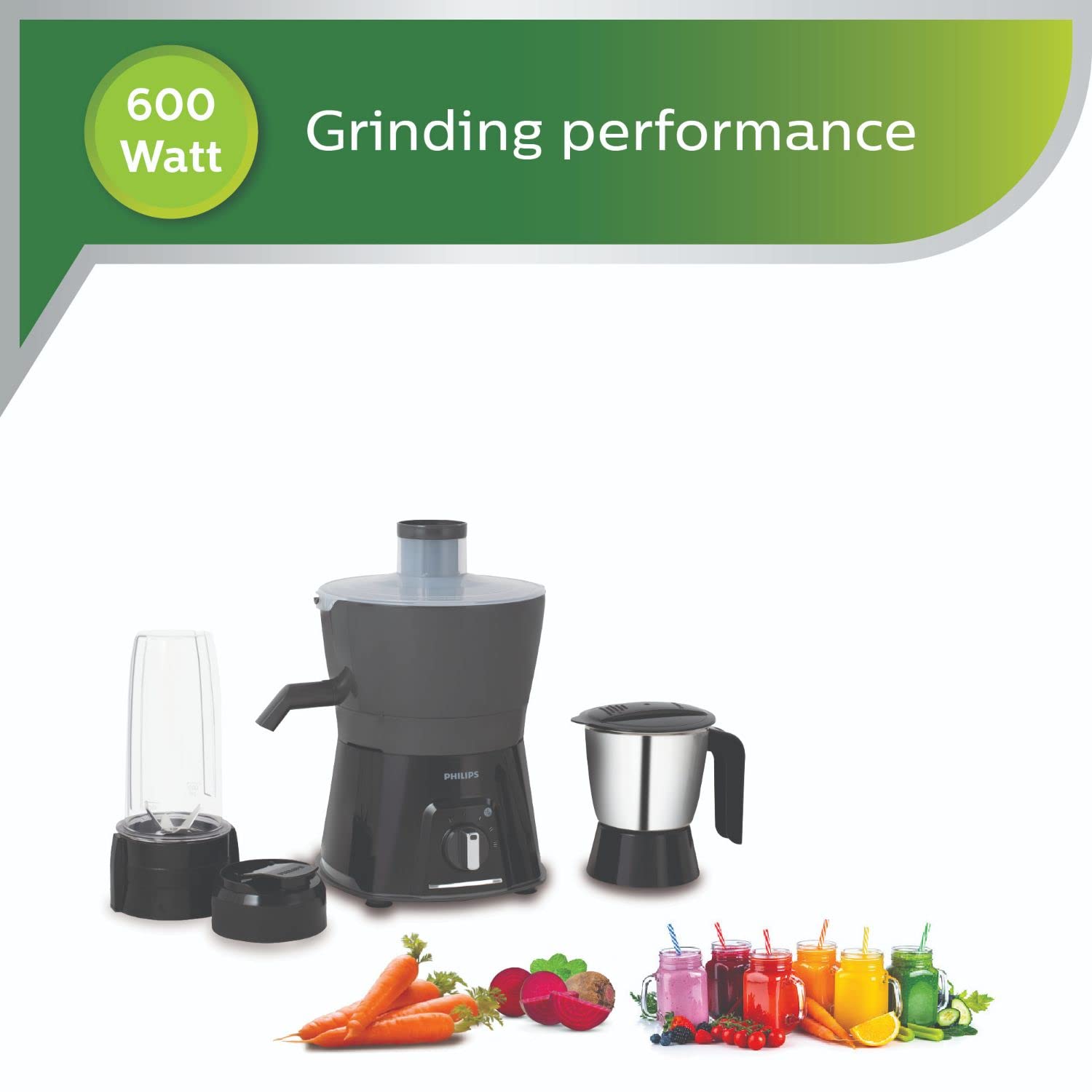 Philips HL7579/00 600W Turbo Juicer Mixer Grinder with 3 Jars